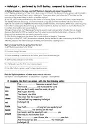 English worksheet: Hallelujah