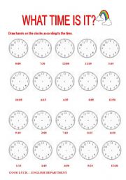 English Worksheet: WHAT TIME IS IT?