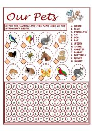 English Worksheet: OUR PETS - VOCABULARY