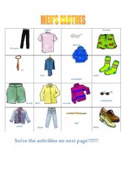 English Worksheet: MENS CLOTHES