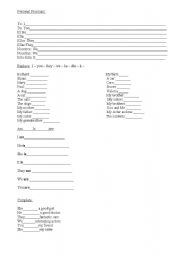 English worksheet: personal pronouns and verb to be