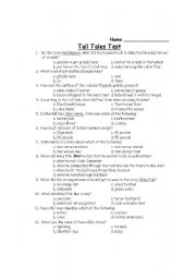 English Worksheet: Tall Tales Test