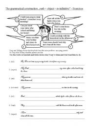 English Worksheet: exercise 1 verb+object+to-infinitive