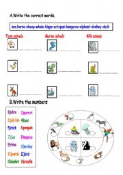 English worksheet: Animals 1