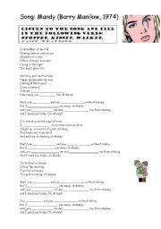 English Worksheet: Simple Past: Mandy by Barry Manilow