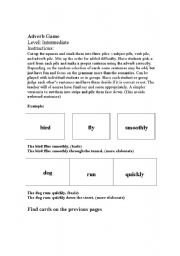 English worksheet: Adverb Card Game