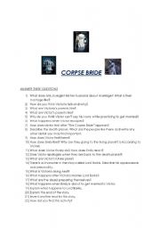 English Worksheet: CORPSE BRIDE 