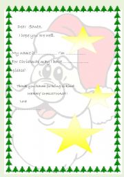English Worksheet: a letter to Santa Clause