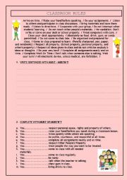 English Worksheet: CLASSROOM RULES