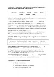 English Worksheet: Vocabulary. Travel agencies. Hotel facilities. Tourism.