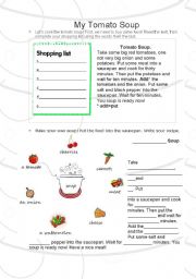 English Worksheet: A tomato soup recipe