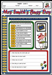 English Worksheet: MRS SMITHS BUSY DAY