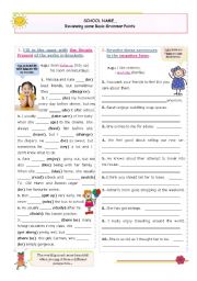 English Worksheet: Reviewing Basic Grammar Points series (7) -  The Simple Present (all forms)