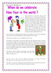 English Worksheet: When do we celebrate New Year in the world ?