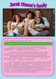 English Worksheet: Barak Obamas family