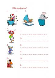 English Worksheet: What are they doing?