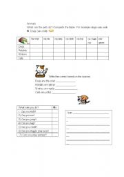 English Worksheet: Animal Abilities