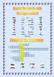 English Worksheet: Three activities to practice vehicles