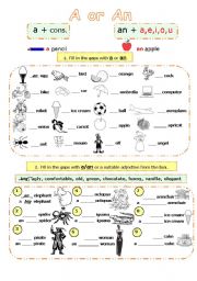 English Worksheet: A  or an