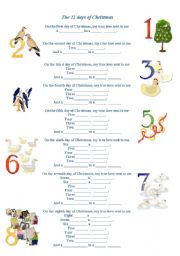 English Worksheet: Song the twelve days of christmas