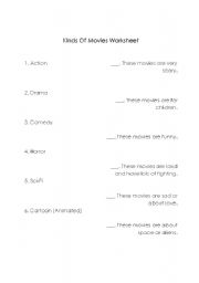 English Worksheet: Movie Genre Worksheet