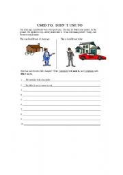 English worksheet: USED TO,  DIDNT USE TO Worksheet