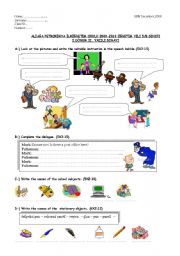 English Worksheet: Exam for 5th grade,2009-2010,1st term,2nd exam(part one)