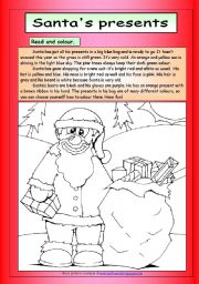 English Worksheet: Read and Colour - Santas Presents