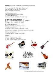English Worksheet: Musical instruments September song by Pomplamoose