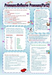 English Worksheet: Pronouns: Reflexive Pronouns(Part2) (2 pages)