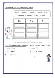 English worksheet: prounouns