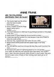 English Worksheet: Anne Frank