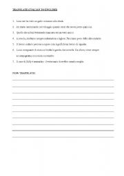 English worksheet: TRANSLATE ITALIAN TO ENGLISH