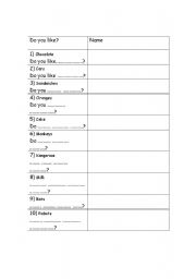 English Worksheet: Do you like?