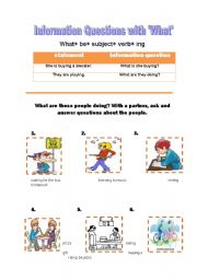 English worksheet: information questions with 