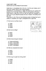 English Worksheet: Reading Comprehension