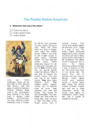 English Worksheet: Reading Comprehenshion: The Pueblo Native Americans