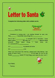 English Worksheet: Letter to Santa