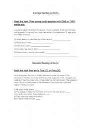 English worksheet: Reading passages