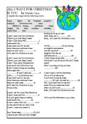 English Worksheet: All I want for Christmas is you