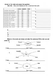 English Worksheet: Can/ cannot