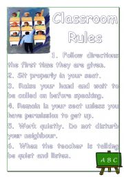 English Worksheet: Classroom rules