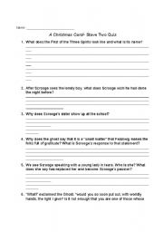 English Worksheet: A Christmas Carol Stave Two Quiz