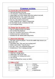 English Worksheet: Extensive grammar revision