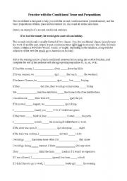 Second Conditional and Prepositions Worksheet