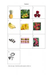 English worksheet: Numbers with fruit