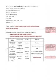 English Worksheet: LISTENING LESSON PLAN (EDITED)