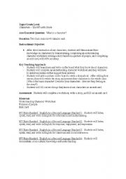 English worksheet: Characters lesson plan for 3rd and 4th grade