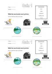 English worksheet: Vocab Quiz: city and country 