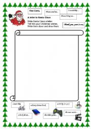 English Worksheet: A Letter to Santa Claus